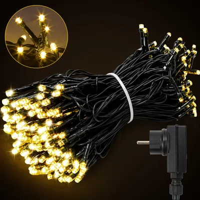 Obrázek produktu pro Jayseuw, světelná řetězec s 10 metry, 100 LED diodami, 8 světelných režimů, vodotěsná, vhodná pro osvětlení party, zahrady, interiéru, vánoční výzdoba, svatby, dekorace, teplá bílá barva