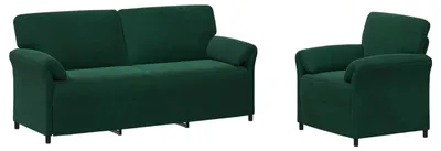 Imagen del producto de vidaXL Juego de sofás de 2 piezas, color verde oscuro, tapizado en terciopelo