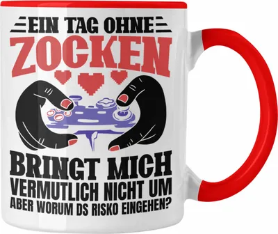 Produktbild von Trendation - Lustige Gamer Tasse Zocker Geschenk Gamer Gamergirl Geschenkidee Geburtstag Ein Tag Ohne Zocken (Rot)