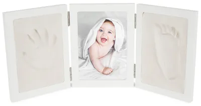 Produktbild von Bieco Set für Gipsabdruck Baby Hand und Fuß | komplettes Baby Abdruckset mit 3D Bilderrahmen aus Holz | Bilder Set mit Rahmen für Handabdruck Baby | Gibsabdruckset Hände | Set Fußabdruck Baby