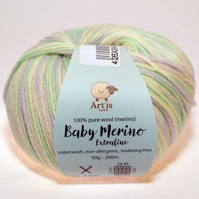 Immagine prodotto di Baby Merino Extrafine Art'is Yarn 100% lana | Senza mulesing e superwash (50 g / 200 m) (860 giallo sfumato)