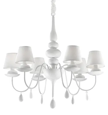 Produktbild von Shabby Chic-Provençal Blanche Metall-Kronleuchter Weiß 6 Lichter E14
