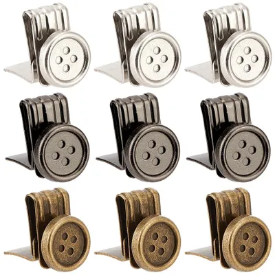 Hosenträger-Clips, 12 Stück, Legierung, 3 Farben, nähfrei