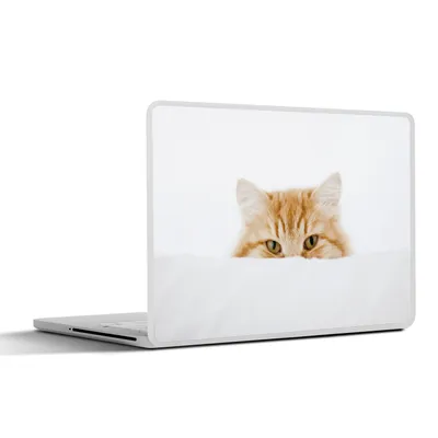 Produktbild von MuchoWow® Laptop Aufkleber Sticker Cover Katze - Rot - Weiß - Mädchen - Jungen - Kind 36.5x27.5 cm - Laptop-Sticker