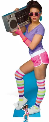 Obrázok produktu pre 80. roky - Neon Boombox Girl kartónový stojan - cca 177 cm