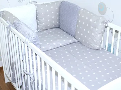 Produktbild von Baby Nestchen mit 6 x Kissen - MINKY und Baumwolle -Umrandung für Laufstall, Hausbett, Babybett, Kinderzimmer - 22