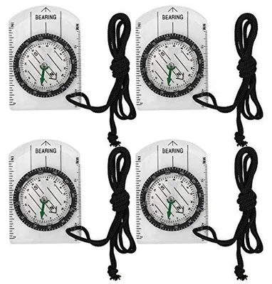 Produktbild von Kompass Set 4 Stück - Professionelles Orientierungs- und Kartenlese-Kompaktkompass