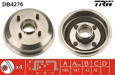 Obrázek produktu pro Trw brzdový buben zadní nápravy DB4276