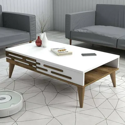 Image de Mansuk - Table Basse, 105x35x60h cm Noyer Marron, Porte-revues