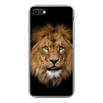 Produktbild von MuchoWow® Handyhülle Schutzhülle Hülle für iPhone 7 Löwe - Porträt - Schwarz - Tiere Silikon Softcase Handy Hülle - Kartenhalter
