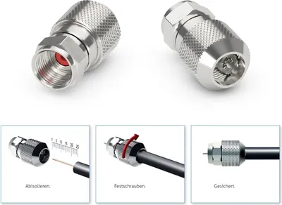Produktbild von conecto® easyfit F-Stecker für Satanschluss Satkabel Koaxkabel mit Durchmesser 7,2mm bis 7,4mm 30 Stück