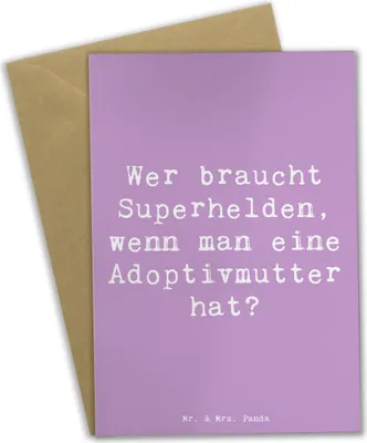 Produktbild von Mr. & Mrs. Panda Grußkarte Spruch Adoptivmutter Heldin - Lavendeltraum - Geschenk, glückwunschkarten, dankeskarten, Mutterschaft, Grußkarten, Unterstützung, Familienliebe
