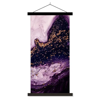 Produktbild von MuchoWow® Textilposter Marmor - Gold - Naturstein 60x120 cm mit schwarzem Rahmen - Magnete