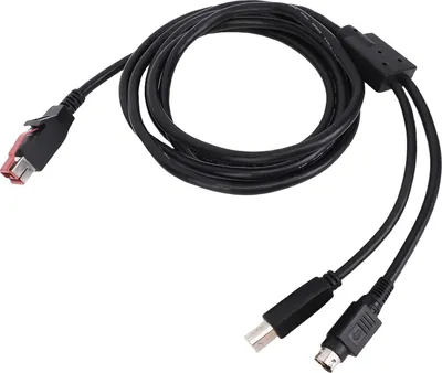 Zdjęcie produktu dla Kabel danych drukarki, 1,8 m, zasilanie 24 V, USB do USB 2.0 wtyczka B i 3-pinowy kabel DIN