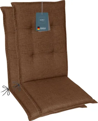 Produktbild von LILENO HOME Gartenstuhl Auflagen als [2er Set - Hochlehner] in Braun - bequeme Liegen als Sitzauflagen für Gartenmöbel - Stuhlkissen für Gartenstühle und Klappstühle