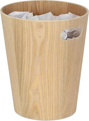 Image de Corbeille à papier ronde en bois, 75 L, sans couvercle, pour chambre à coucher ou bureau, couleur naturelle