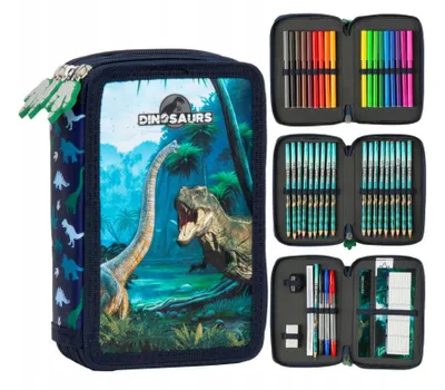 Produktbild von Dreiteiliges Federmäppchen mit Zubehör, für Jungen, Dinosaur 19, Derform