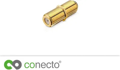 Produktbild von conecto F-Verbinder, F-Kupplung, F-Buchse auf F-Buchse, Adapter zur Verlängerung von Antennen-Kabel / Koaxial-Kabel, vergoldet