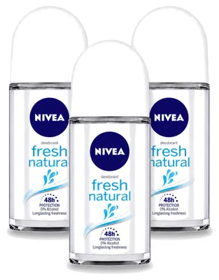 Produktbild von 3 x NIVEA Fresh Natural Deodorant Roller - 50 ml - Vorteilspackung - 3 Stücke