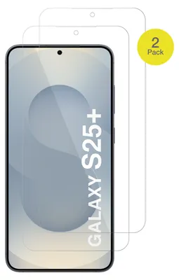 Two screen protectors are shown on a white background, with one partially covering a smartphone.