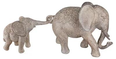 Immagine prodotto di Set da 2 pezzi, statuina, elefante, "Mweya", resina, marrone, confezione da 2, lunghezza 10 cm, larghezza 36,5 cm, altezza 15,5 cm. Codice prodotto: 52953. Codice EAN: 4063387529539