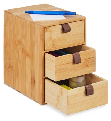 Schreibtisch-Organizer, 3 Schubladen, Bambus, 21x15x20 cm, Natur