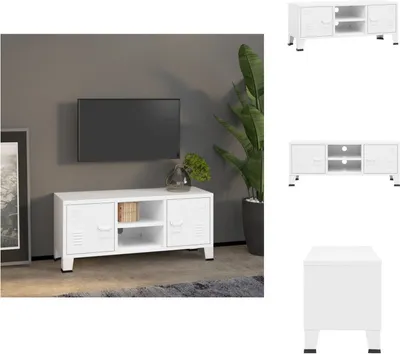 Image de vidaXL Armoire TV style industriel blanc 105x35x42 cm Métal - Meuble TV