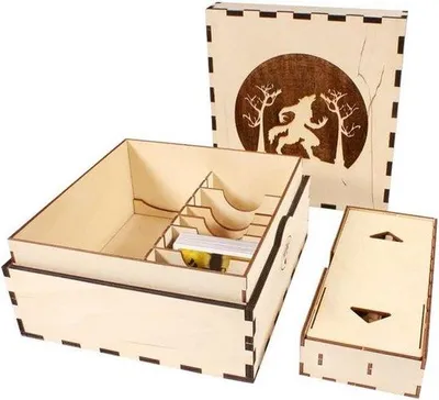 Obrázok produktu pre Organizér na stolové hry – vzduchotesná skrinka – na uloženie hier – drevená farba – 22,9 x 5,1 x 22,9 cm