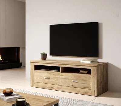 Image de Meuble TV bas 154 cm Bartex en chêne avec tiroirs 76548614