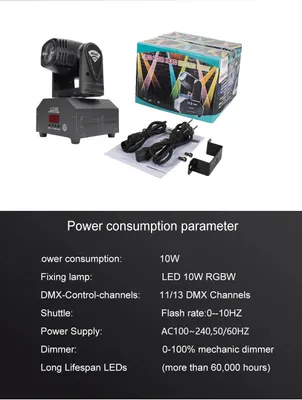 Produktbild von Mini-Partyleuchte - LED Moving Head - 10 W - DMX512 - Bühnenbeleuchtung - DJ- und Diskolicht