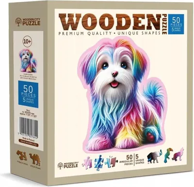 Zdjęcie produktu dla Drewniane puzzle Happy Puppy 50 elementów