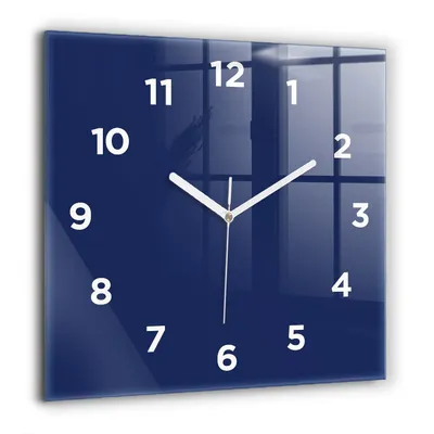Produktbild von Wallfluent Große Wanduhr – Stilles Quarzuhrwerk - Uhr Dekoration Wohnzimmer Schlafzimmer Küche - Zifferblatt - weiße Zeiger - 60 cm - Marineblau