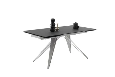 Produktbild von NEMURO Esstisch Auszugtisch 160 (240) cm Edelstahl Glas schwarz