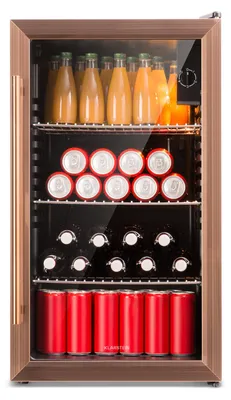 Obrázek produktu pro Klarstein XXL mini lednice se skleněnými dveřmi a LED světlem, mini lednice do pokoje, malá lednice na nápoje se 3 policemi, malá lednice 80 l, vnitřní/ venkovní lednice, tichá a odolná vůči povětrnostním vlivům, 3-10 °C