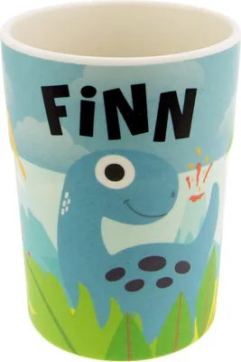 Produktbild von Bunter personalisierter Namens Kinderbecher mit Namen Finn