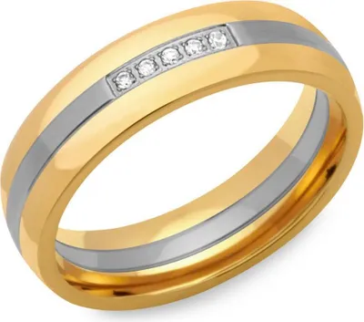 Produktbild von Unique Edelstahlring vergoldet 6mm Breite mit Zirkonia R9183