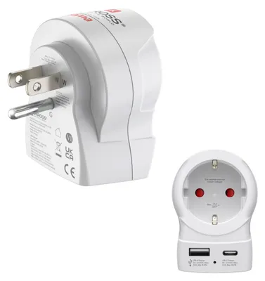 Image de Adaptateur de voyage "EU to US", 1 x USB-A, 1 x USB-C (PD), 20 W