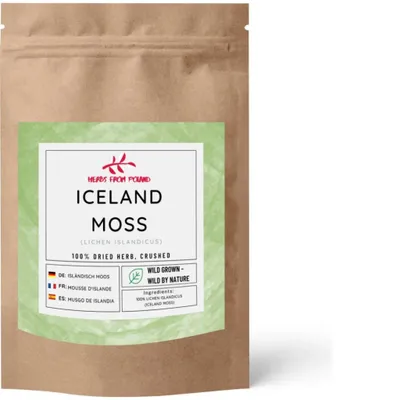 Produktbild von Herbs from Poland Isländisches Moos – Beruhigt Hals & Atemwege, Unterstützt Immunsystem, Traditionelle Naturheilkunde, 100% Natürlich – 200g