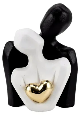 Produktbild von Porzellanfigur eines Paares, Moderne Keramikskulptur, Abstrakte Dekofigur für Wohnzimmer, Bar, Zimmer und Büro