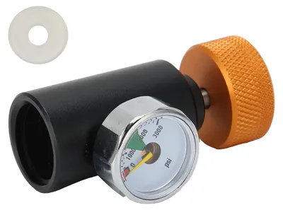 Zdjęcie produktu dla Adapter do napełniania CO2, zawór przyłączeniowy, reduktor ASA z manometrem 3000 psi, akcesoria do sody