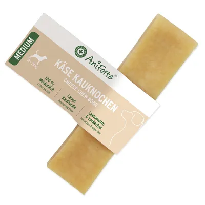 Produktbild von AniForte Käse Kauknochen für Hunde 65-80 g – Natürlicher Kaukäse für Beschäftigung & Zahnpflege, für Hunde 10-20 kg, langlebiger Kauspaß