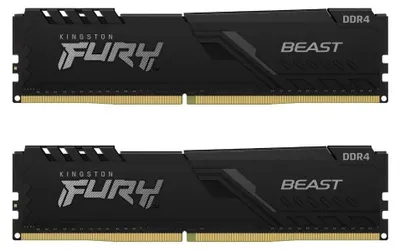 Produktbild von Kingston Technology FURY Beast 32GB 3600MT/s DDR4 CL18 DIMM (2er-Kit) Black, 32 GB, 2 x 16 GB, DDR4, 288-pin DIMM