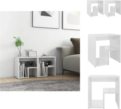 Immagine prodotto di vidaXL Comodini 2 pz. Bianco lucido 40x30x40 cm materiale a base di legno - Comodini