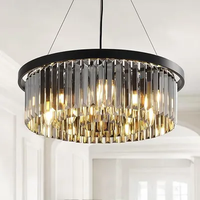 Image de Lustre en cristal moderne, diamètre 60 cm, lampe suspendue en cristal, idéale pour le salon, lampe de plafond moderne pour couloir, balcon, cuisine, chambre à coucher, décoration