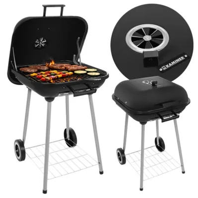 Produktbild von Holzkohlegrill für den Garten mit Deckel und Ablagefläche