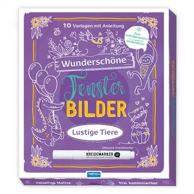 Produktbild von TRÖTSCH Fensterbilder Lustige Tiere 10 Vorlagen mit Kreidemarker