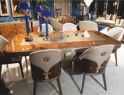 Produktbild von Casa Padrino Luxus Esstisch Braun / Gold / Grau 240 cm - Esszimmer Möbel