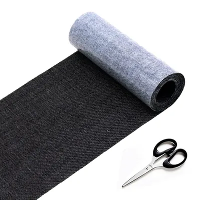 Strijkpatches für Jeans, selbstklebend, 10,5 x 150 cm, schwarz
