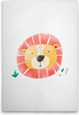 Produktbild von TADESSI Leinwandbild Kinderzimmer Aquarell Löwe - Wandbild 80 x 120 cm - Kunstdruck auf Leinwand in Weiß Gelb - M1-No.51422
