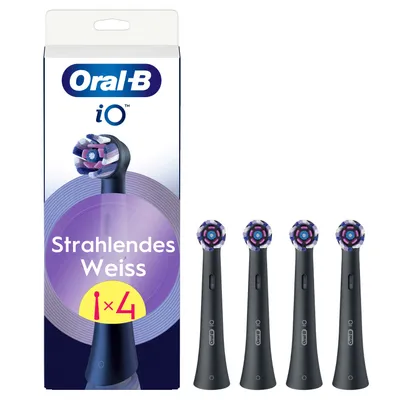 A product shot of Oral-B iO toothbrush heads in packaging and loose.